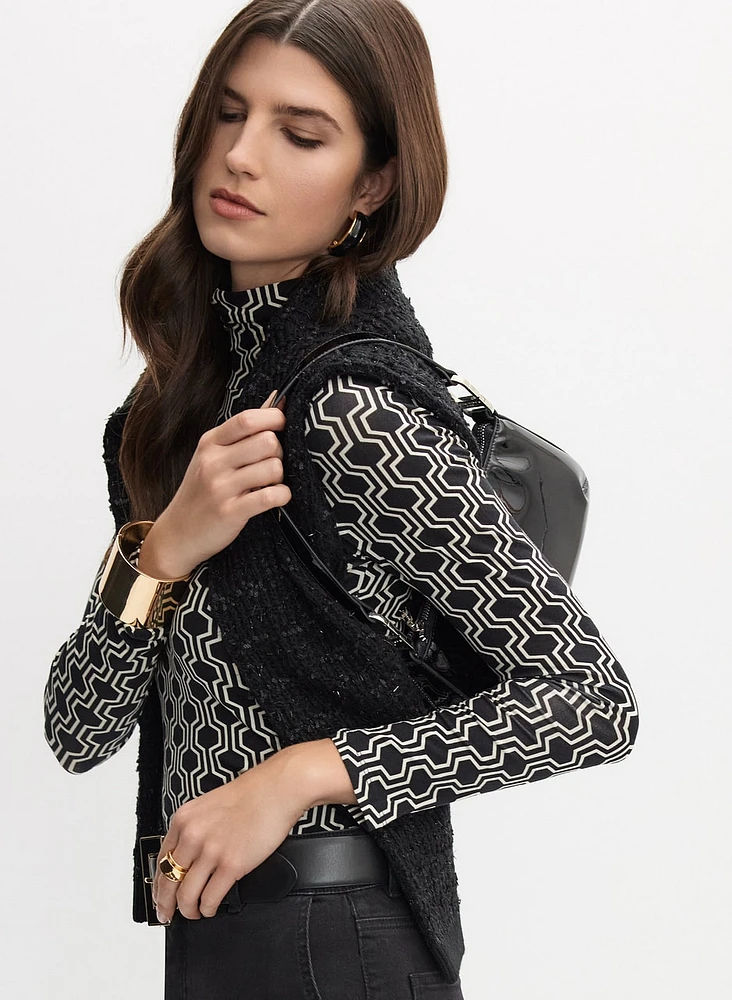 Geometric Turtleneck Top