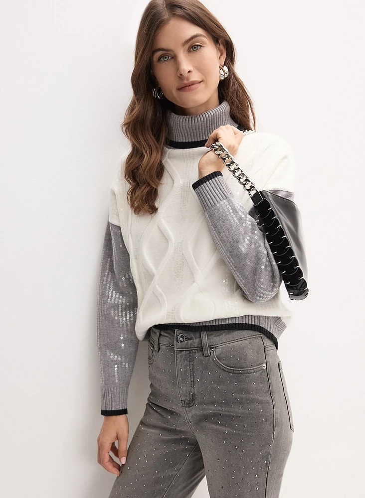 Sequined Turtleneck Sweater