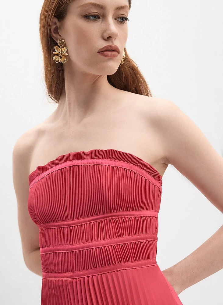 Satin Plissé Dress