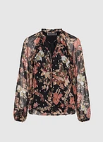 Floral Split Neck Blouse