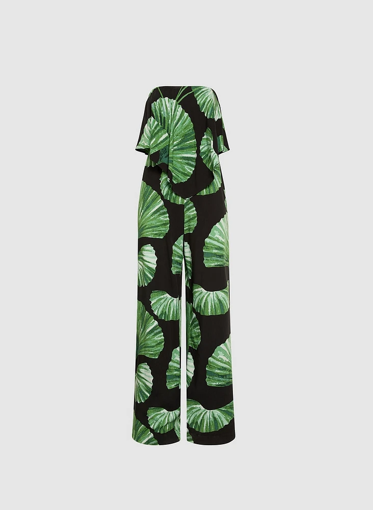 Combinaison-bustier à motif tropical