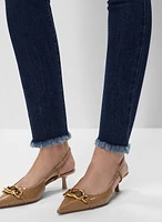 Frayed Hem Slim Leg Jeans