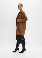 Manteau à col cranté en mélange de laine