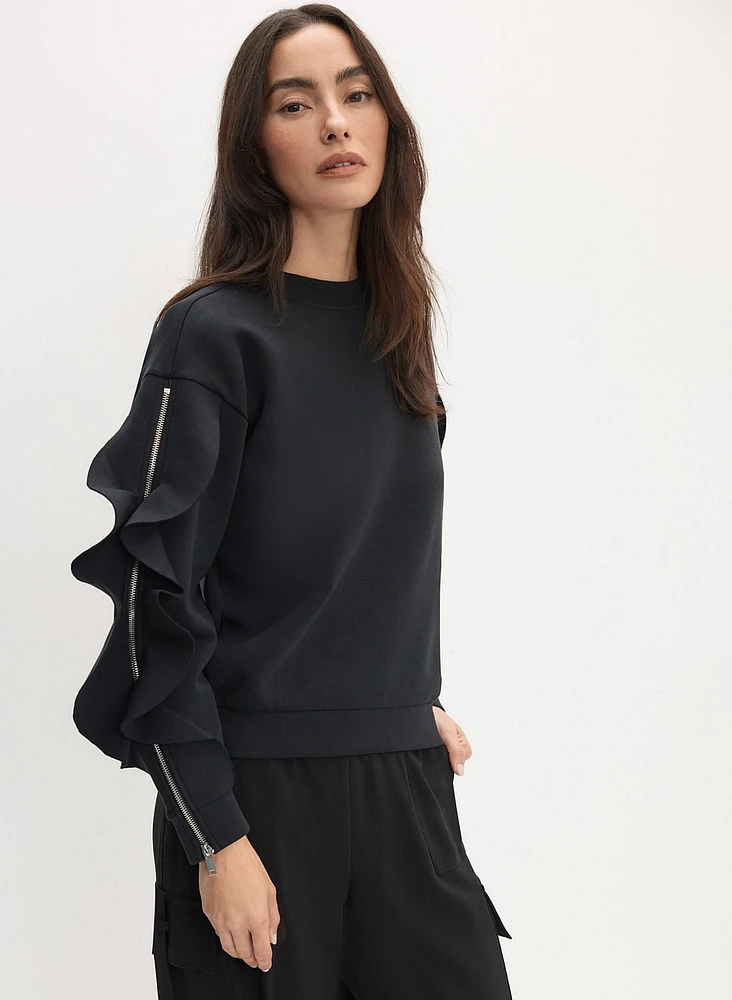 Ruffle Sleeve Sweatshirt