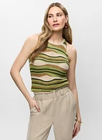 Striped Sleeveless Open-Knit Top