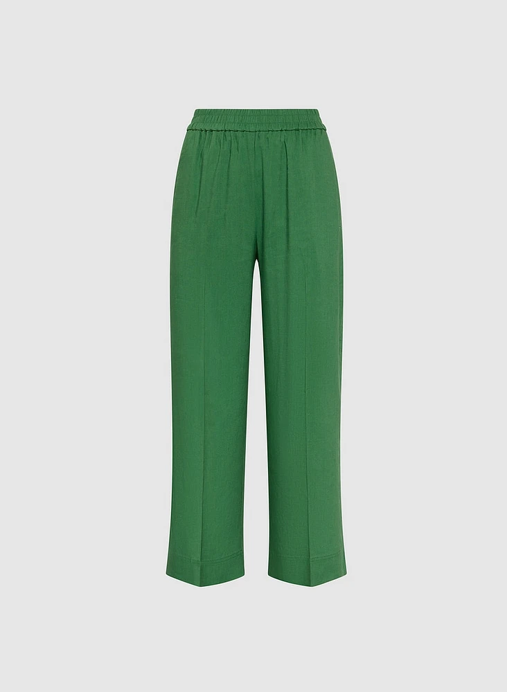 Linen-Blend Culotte Pants