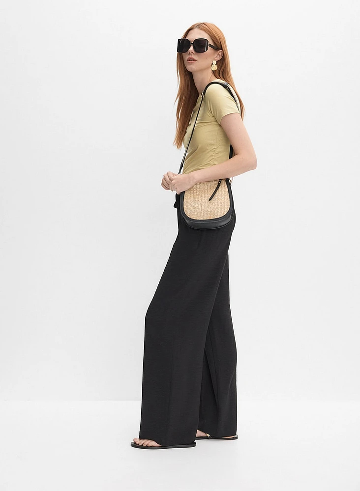 Drawstring Waist Wide-Leg Pants