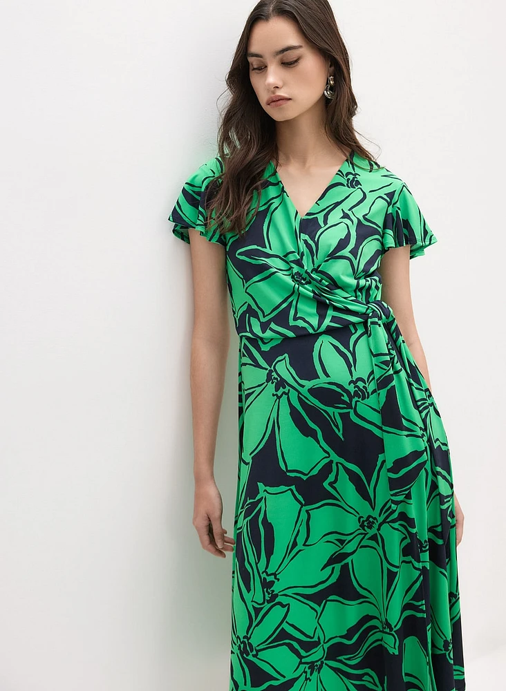 Joseph Ribkoff - Floral Knotted Wrap-Over Dress