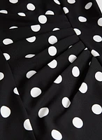 Pleated Detail Polka Dot Dress