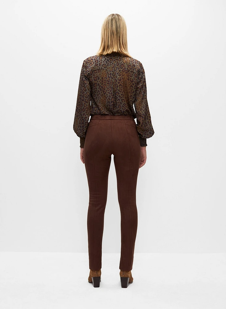 Faux Suede Pull-On Pants