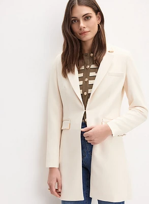 Veste longue à détails métalliques
