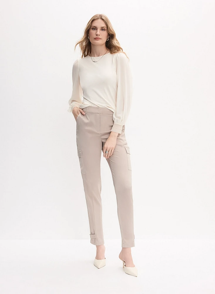 Lace Cuff Crew Neck Top