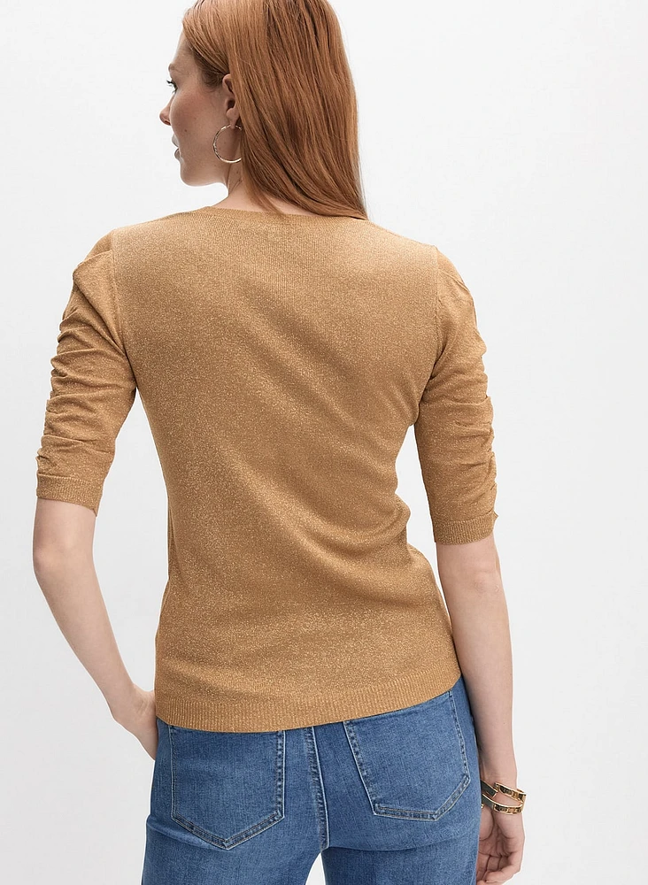 Shirred Glitter Knit Top
