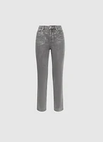 Metallic Straight Leg Jeans