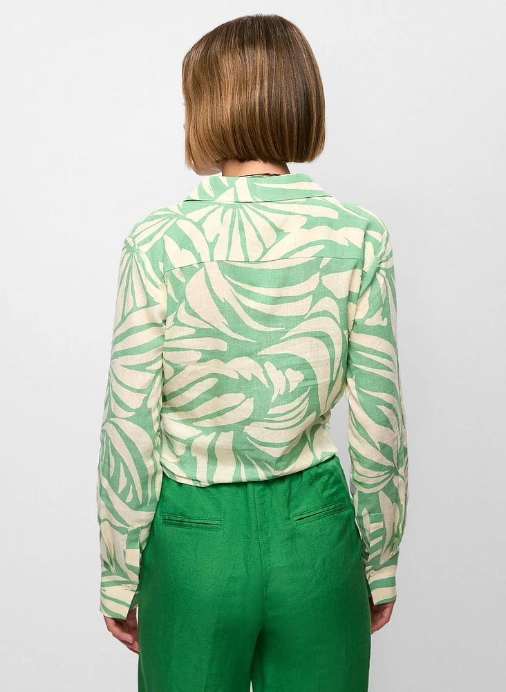 Blouse nouée à l'avant motif abstrait