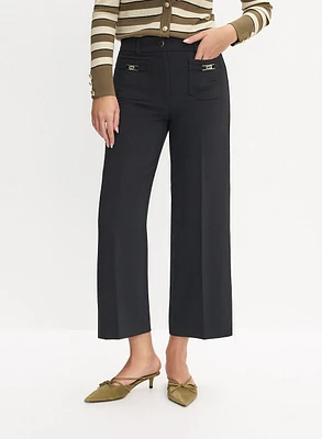 Pantalon gaucho à poches appliquées