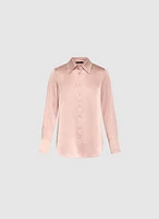 Button-Front Satin Blouse