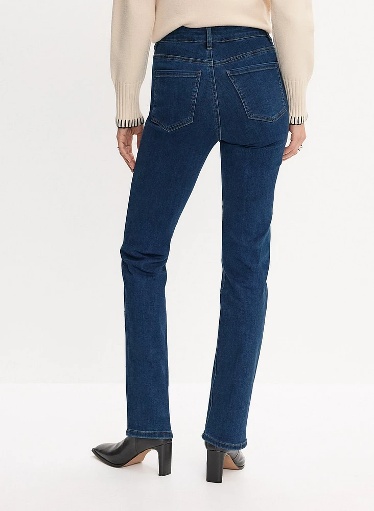 Tonal Embellished Straight-Leg Jeans