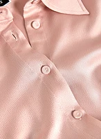 Button-Front Satin Blouse