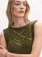 Sleeveless Open-Knit Sweater