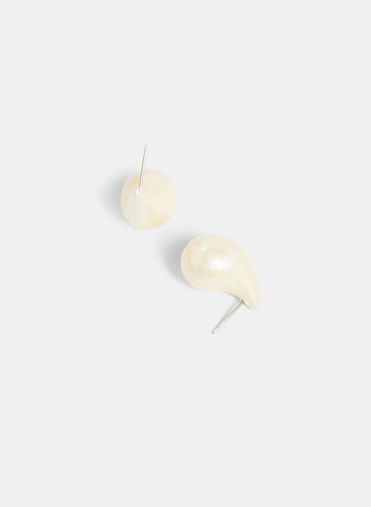 Pearl Button Earrings