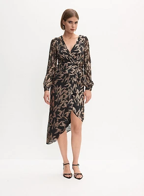 Adrianna Papell- Floral Print Faux Wrap Dress