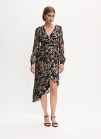 Adrianna Papell- Floral Print Faux Wrap Dress