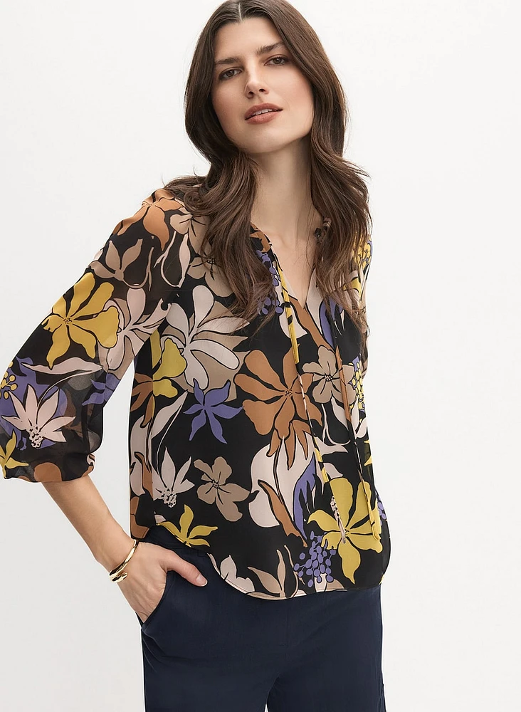 Graphic Tropical Print Blouse