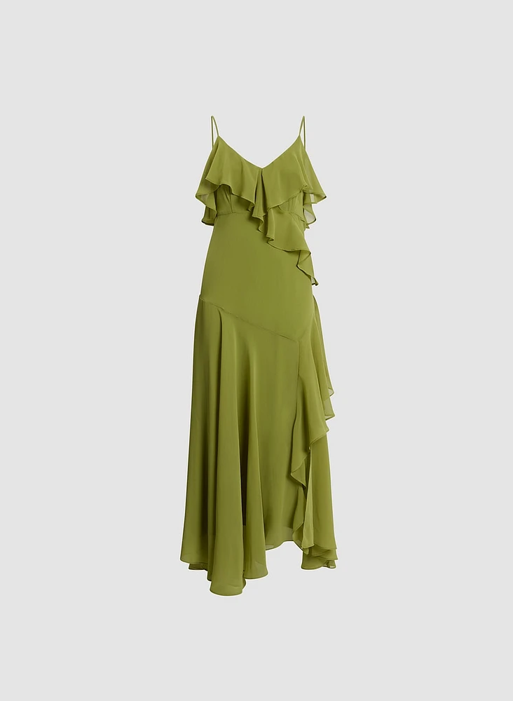 Ruffle Asymmetric Dress