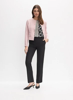 Collarless Jacket & Ring Detail Pants