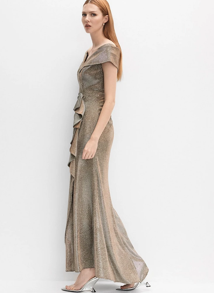 Foil Off-The-Shoulder Dress