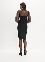 Tie-Neck Illusion Dress