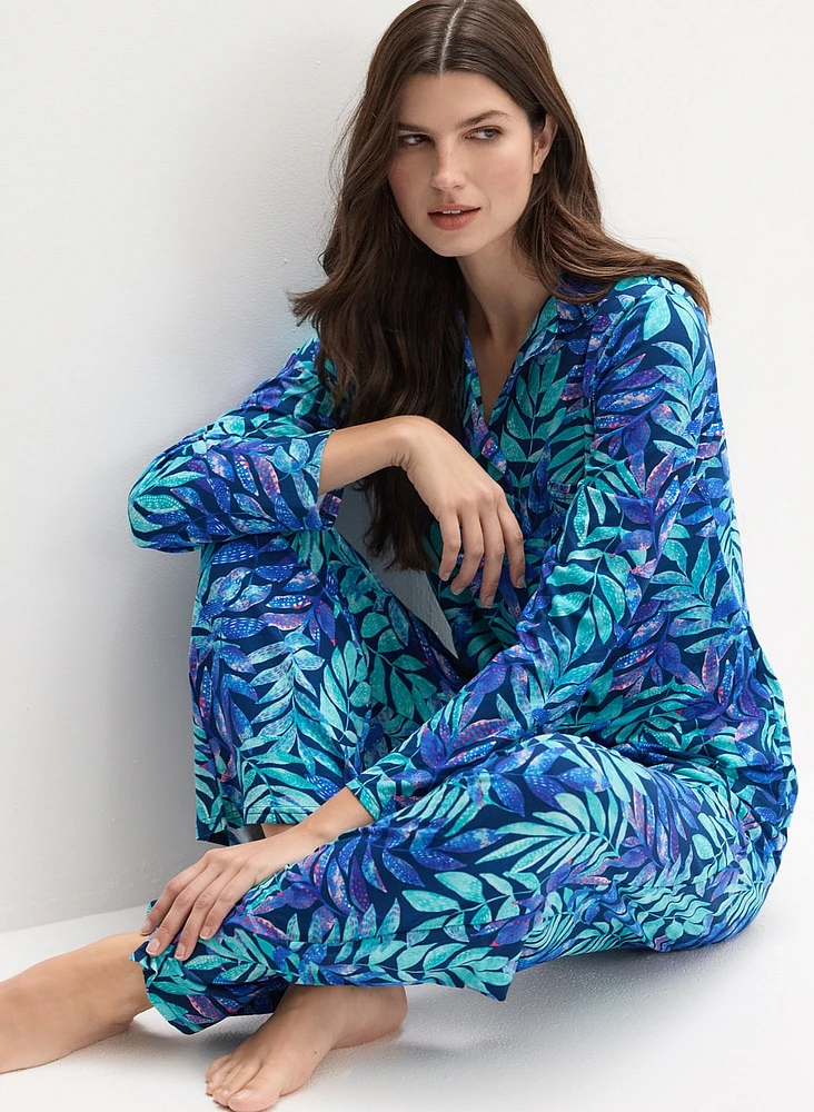 Ensemble pyjama à motif feuilles