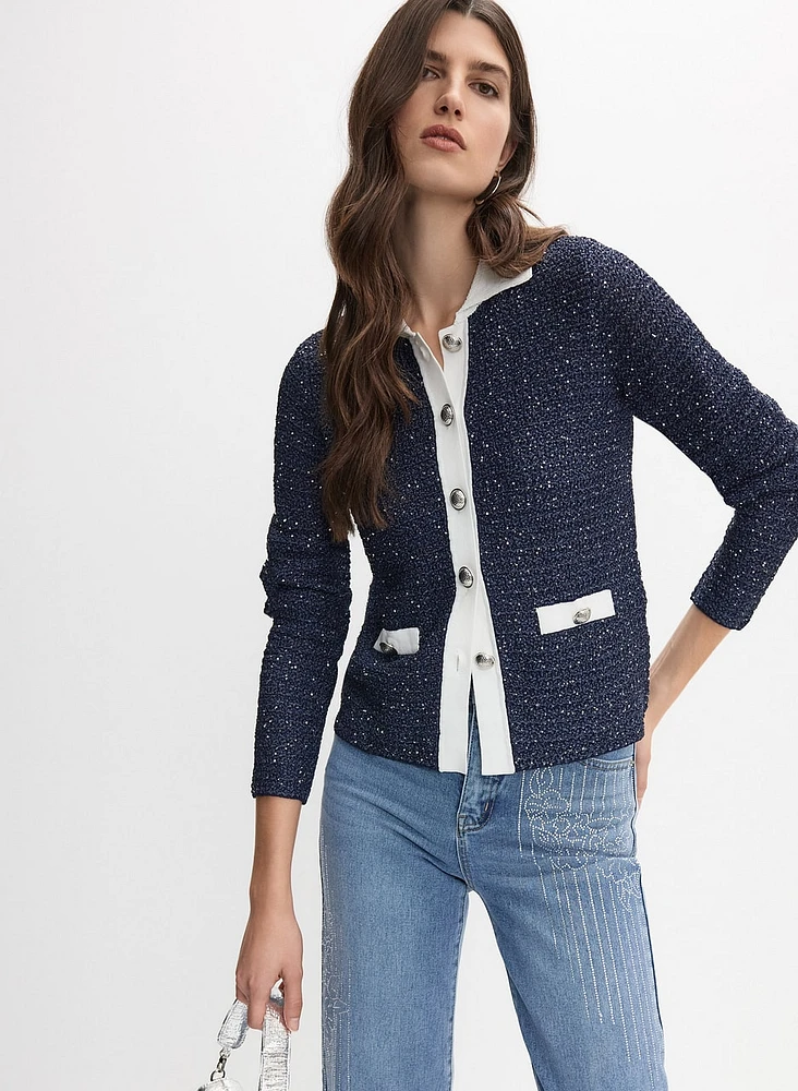 Cardigan en bouclé à paillettes