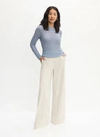 Bubble Knit Detail Sweater & Wide Leg Pintuck Pants