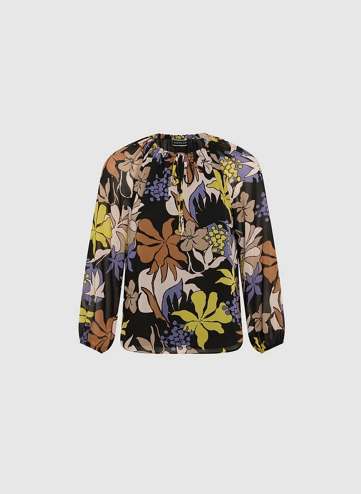 Graphic Tropical Print Blouse