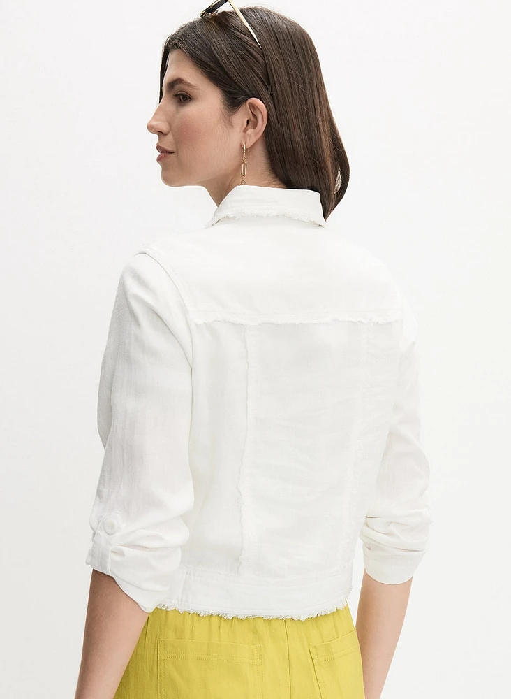 Frayed Linen-Blend Jacket
