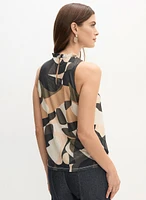 Leaf Print Sleeveless Top