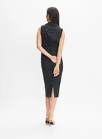 Belted Stretch-Linen Dress