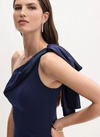 Satin Detail One-Shoulder Dress