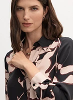 Flower Print Button-Up Blouse