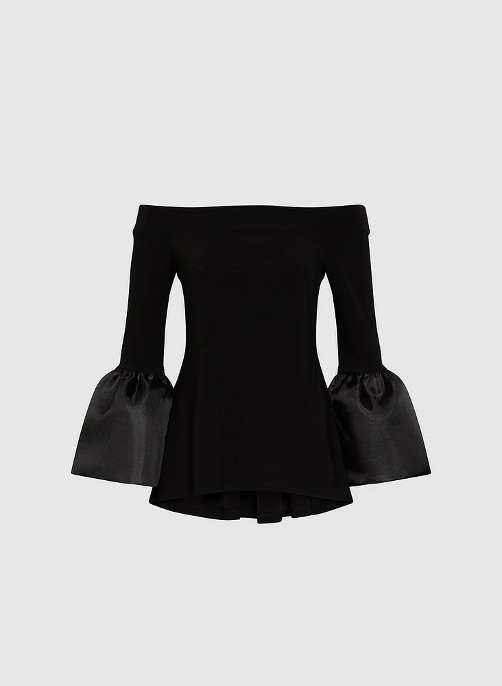 Taffeta Bell Sleeve Top