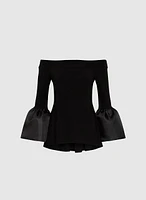 Taffeta Bell Sleeve Top