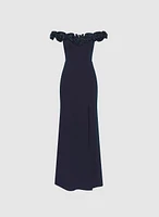 Satin Rosette Appliqué Dress