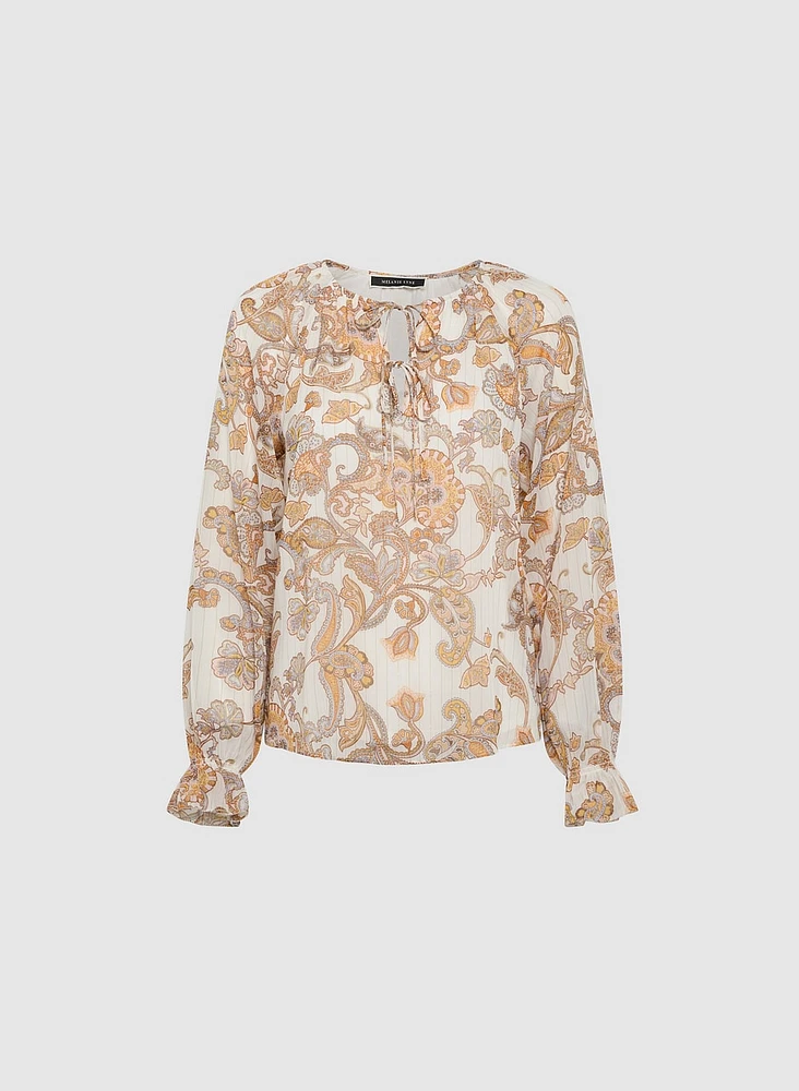 Paisley Print Chiffon Blouse