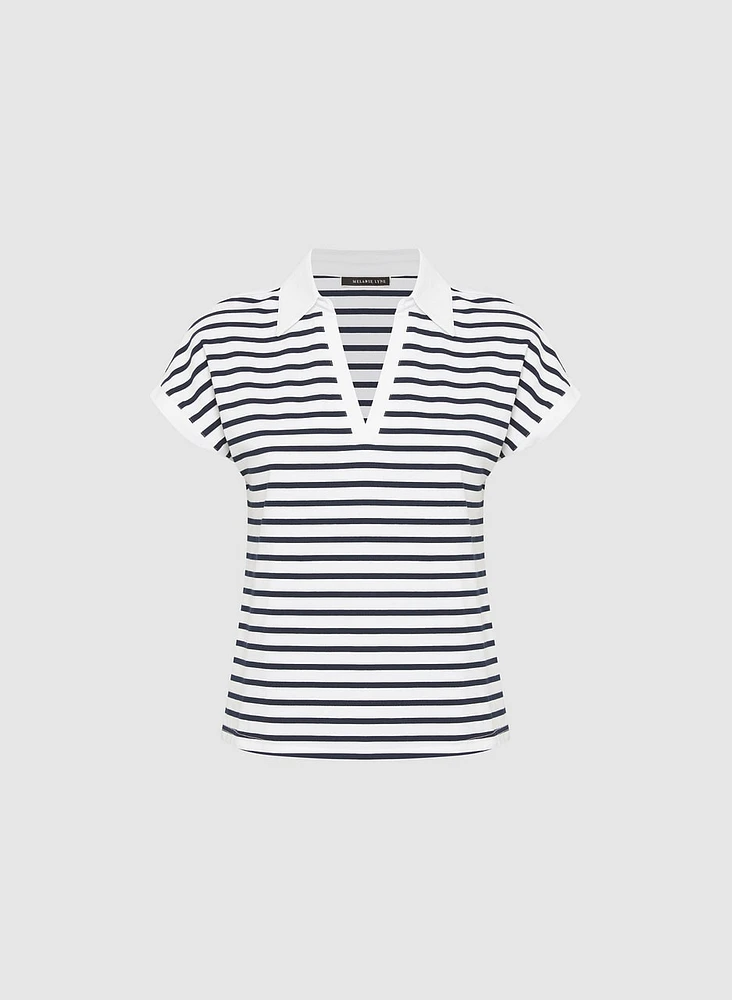 T-shirt rayé à col polo