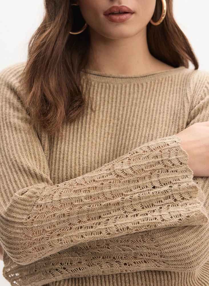 Pointelle & Rib Knit Sweater