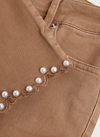 Pearl Detail Slim Leg Pants