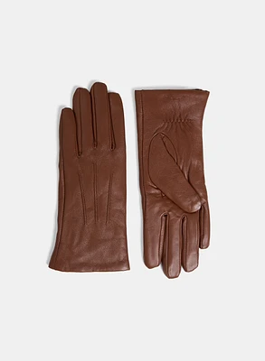 Stitch Detail Leather Gloves