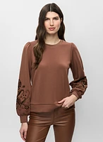 Embroidered Puff Sleeve Top